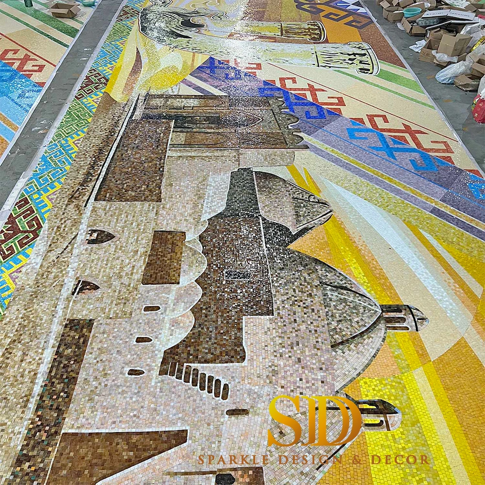 Colorful Stained Glass Mosaic Murals Hand Made Glass Mosaic Artworks for Large Wall Decoration