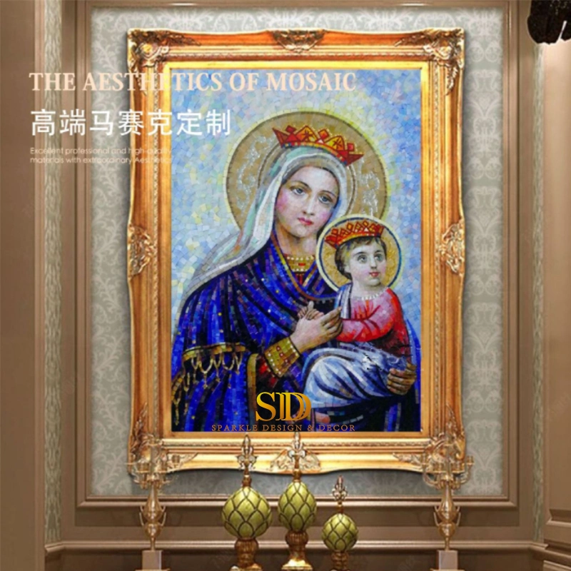 Religious Glass Mosaic Artwork Mural with Frame for Church Wall Decoration