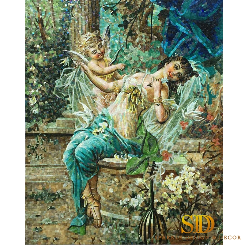 European Painting Hand Made Glass Mosaic Patterns Glass Mosaic Artwork Murals for Wall Decor