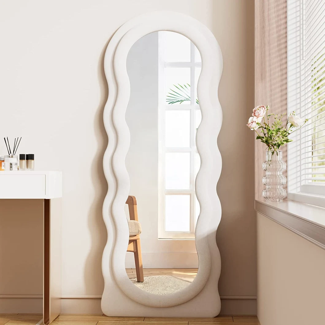 160*60cm Wave Shape Decorative Floor Standing Full Length Dressing Mirror