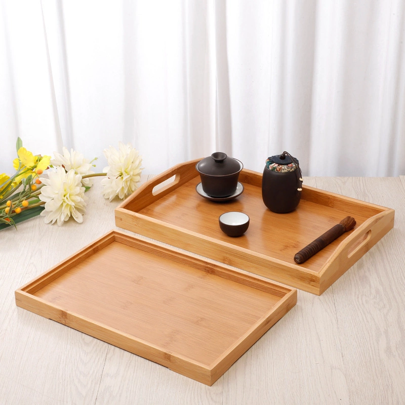 Bamboo Wood Round Tray Tea &amp; Coffee Table Decorative Serving Tray for Serving Beverages &amp; Food on Bar Living Room Home Dining