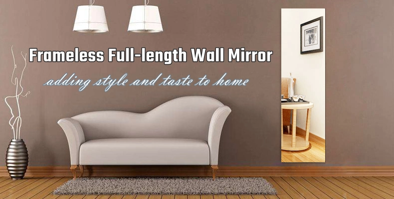 Rectangular Full-Length Mirror Frameless Wall Mirror High Definition Imaging Silver Mirror