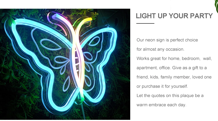 Wholeselling Cute Butterfly Neon Sign Can Do Your Personalized Design with Fast Responding