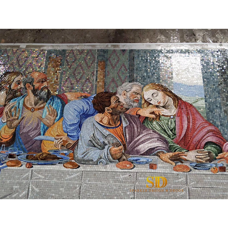 Hand Made Customized Religious Glass Mosaic Murals Last Supper for Church