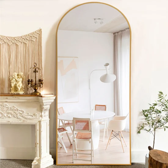 Gold Frame Oval Decorative Modern Dressing Room Wall Full Length Floor Mirror Outdoor Garden Mirror