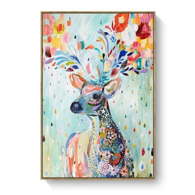 Home Decor Modern Colorful Deer Canvas Prints Nordic Style Framed Wall Art