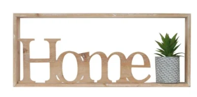 Natural Colour Wooden Wall Decor Wooden Frame with Carved Wooden Letters